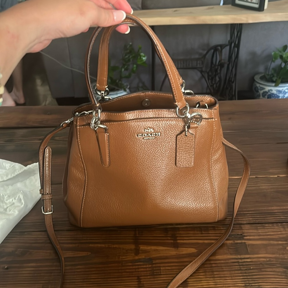 Camel Leather Coach cross body bag